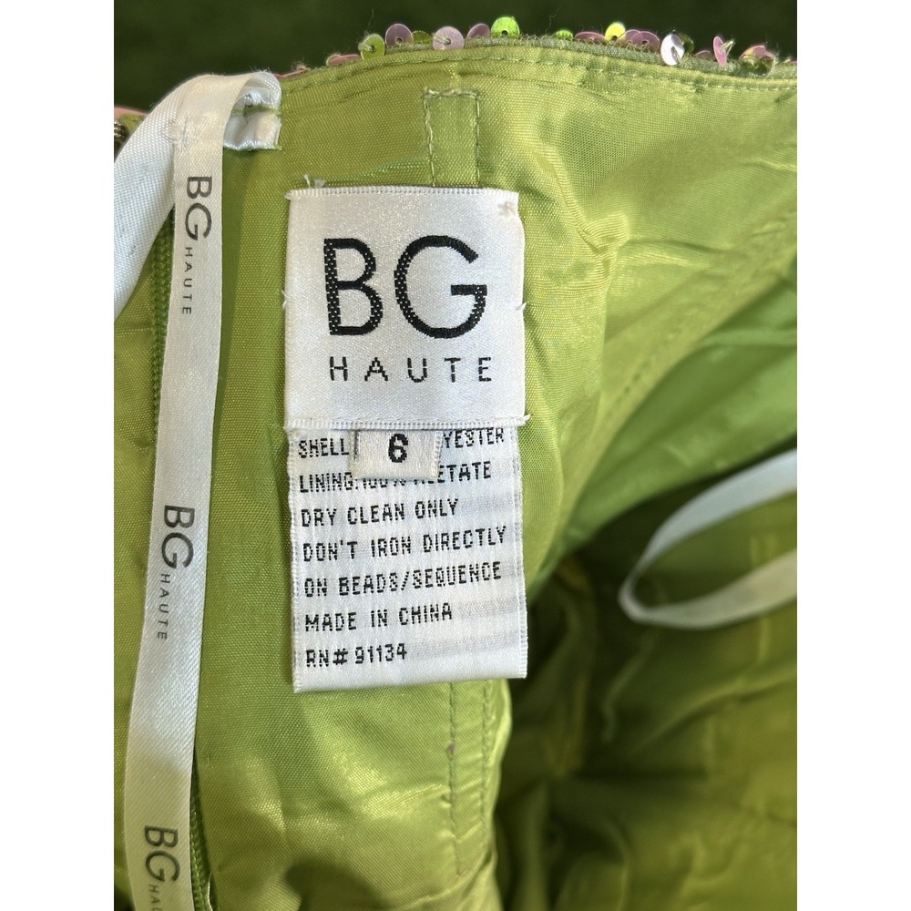 BG Haute Mini Dress Women Size‎ 6 Pink Green Formal Fairy Homecoming Tulle Y2K - Picture 8 of 12